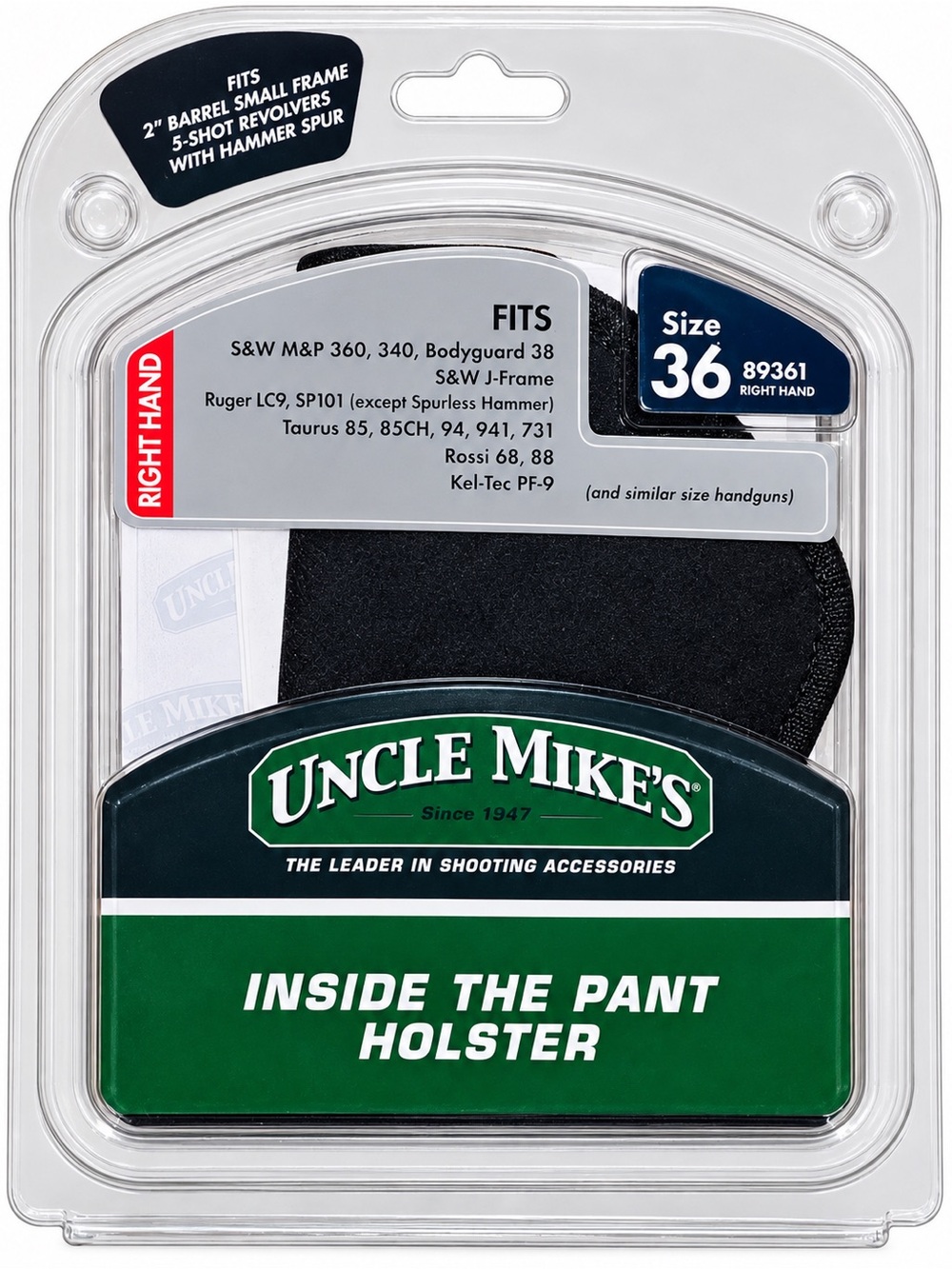 Uncle Mike’s Size 36 IWB Inside Pant Holster Right Hand 89361 New Sealed